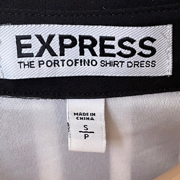 Express Black & White Stripes DressShirt Size Small Petite Fits S/M - Picture 5 of 6